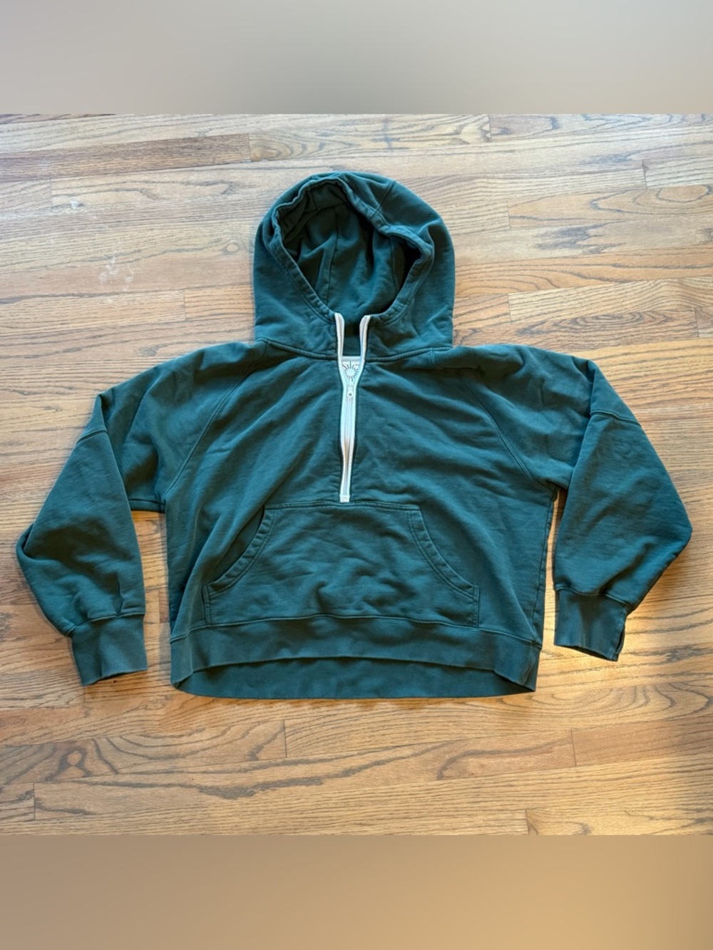 aerie Forest Green Half-Zip Hooded Pullover